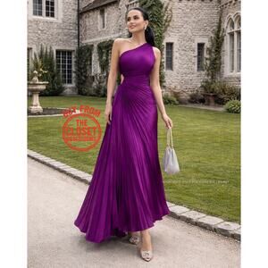 MANGO Blogger Fave Cut Out Pleated Midi Dress NWT — Purple